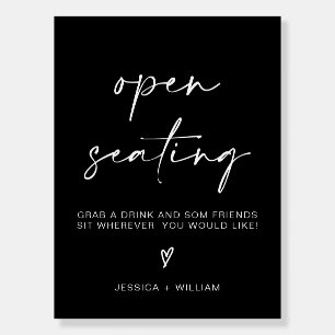 Calligraphy Script Heart Open Seating Wedding Sign