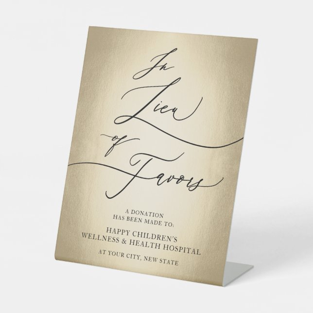 Calligraphy Script In Lieu Of Favors Wedding Sign (Front)