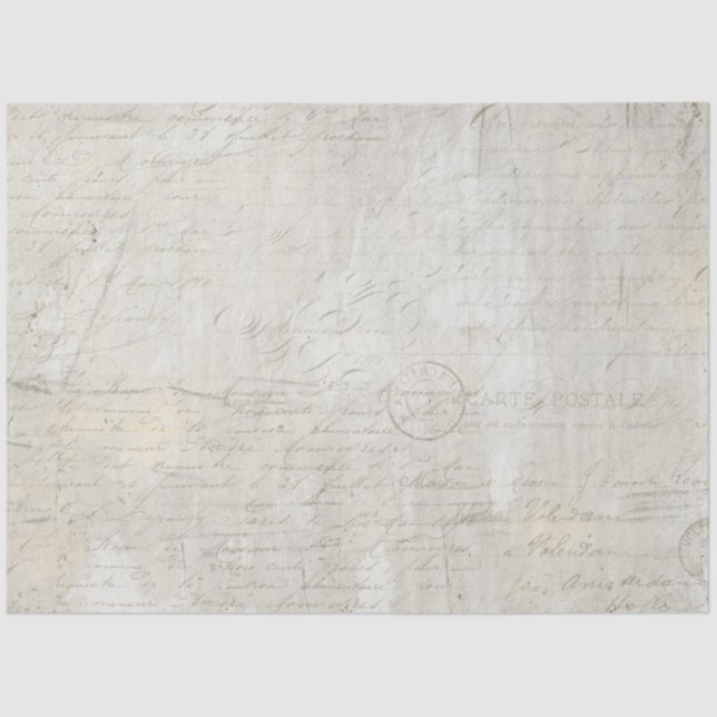 Calligraphy Script Marble Gray Beige Decoupage Tissue Paper (Front)
