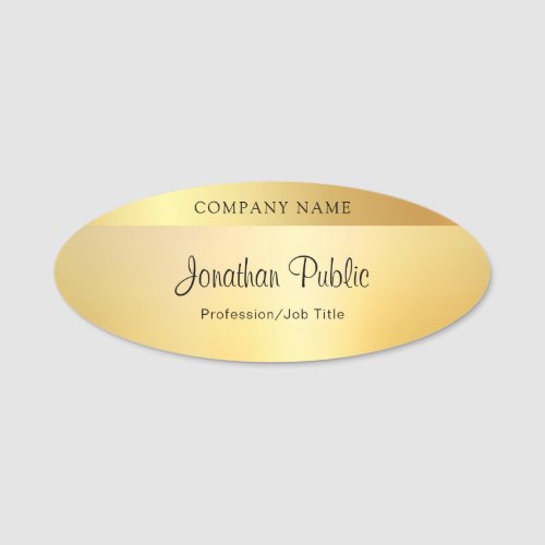 Calligraphy Script Modern Glamour Gold Template Name Tag