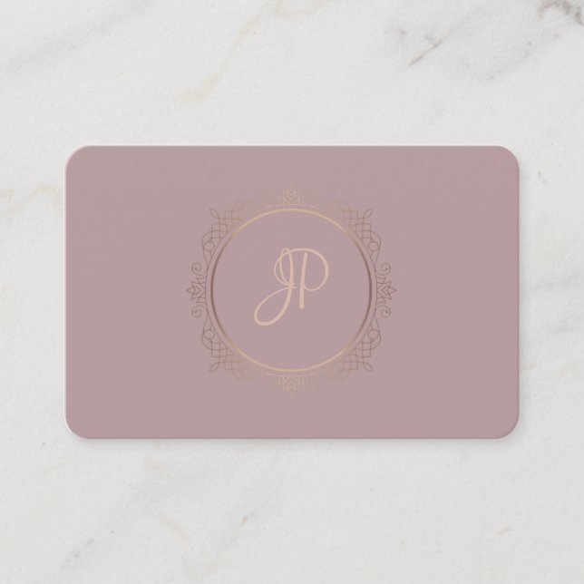 Calligraphy Script Modern Monogram Template Business Card (Front)