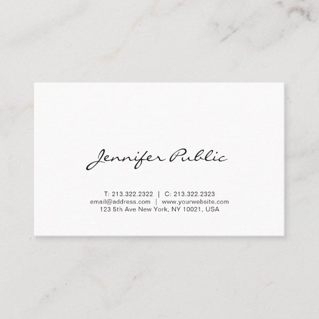 Calligraphy Script Modern Simple Professional Cute Business Card (Front)