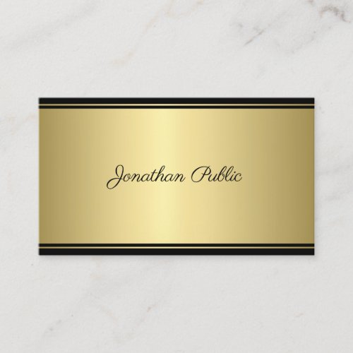 Calligraphy Script Modern Sleek Gold Glamour Plain Business Card