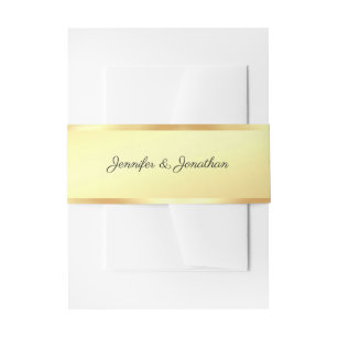 Calligraphy Script Modern Text Faux Gold Template Invitation Belly Band