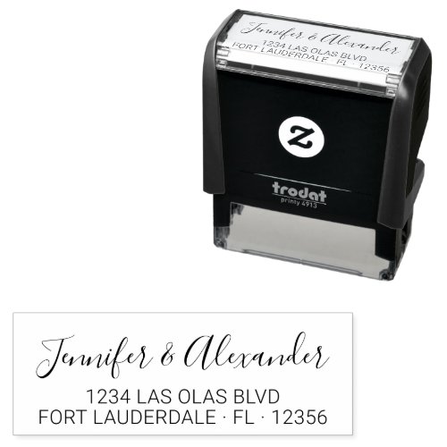 Calligraphy Script Modern Wedding Return Address  Self_inking Stamp