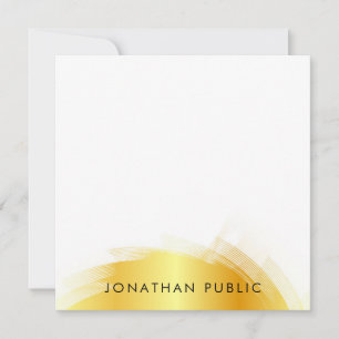 Calligraphy Script Monogram Elegant Faux Gold Note Card