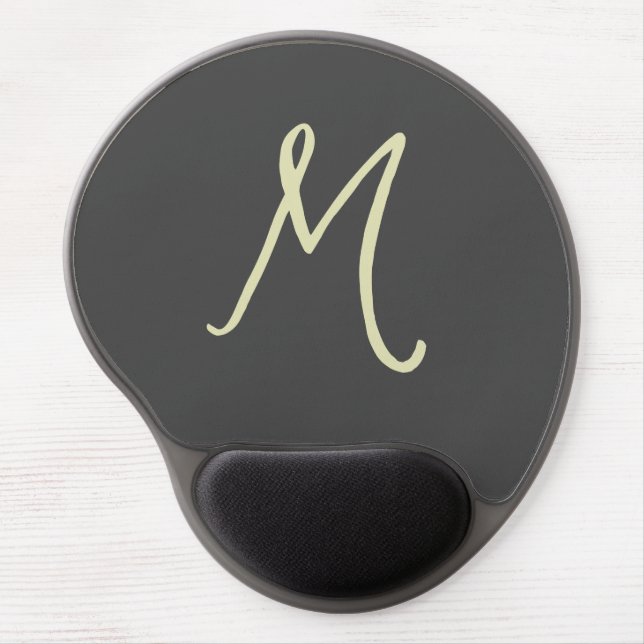 Calligraphy Script Monogram Initial Modern Gel Mouse Pad (Front)
