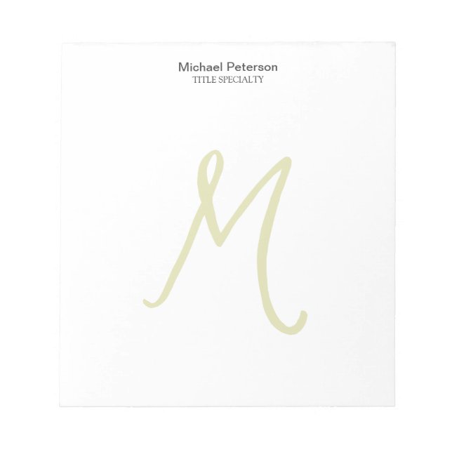 Calligraphy Script Monogram Initial Modern Notepad (Front)