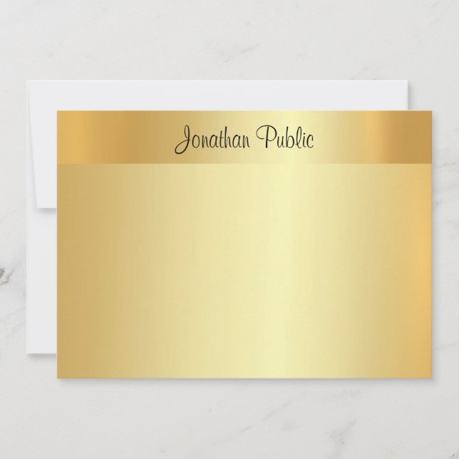 Calligraphy Script Name Elegant Gold Professional Note Card (Front)