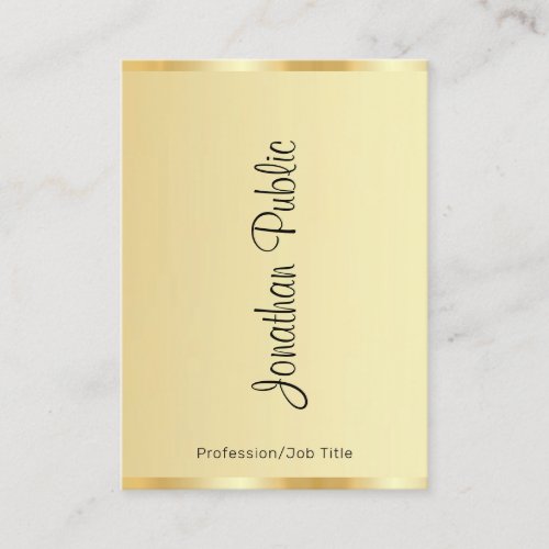 Calligraphy Script Name Gold Look Modern Vertical Business Card