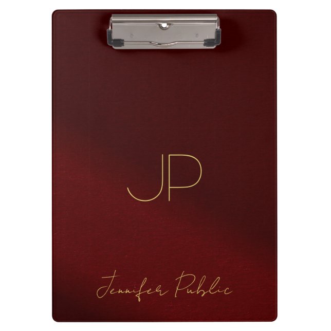 Calligraphy Script Name Monogram Elegant Gold Text Clipboard (Front)