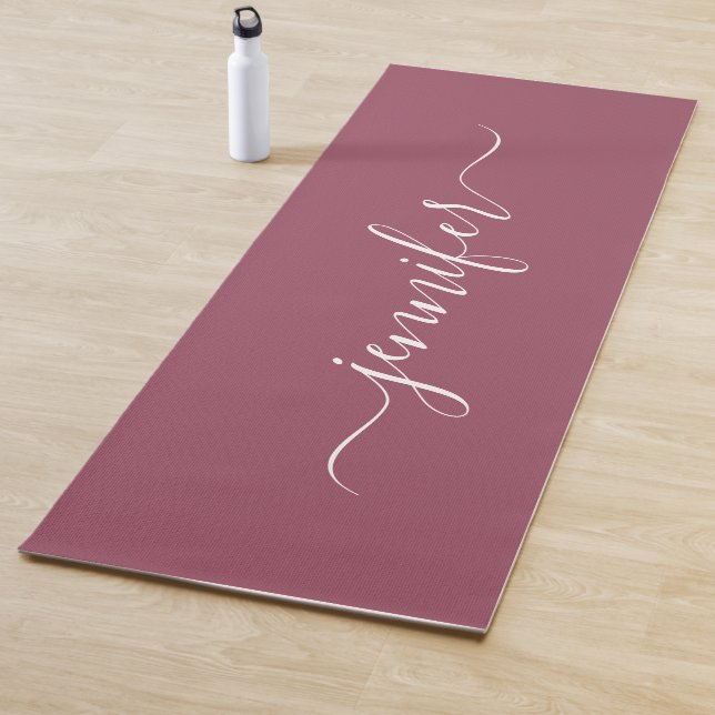 Calligraphy Script Name Rose Gold Elegant Fitness Yoga Mat (In Situ)