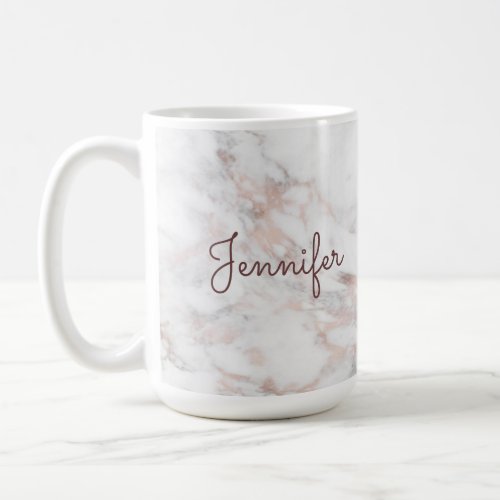 Calligraphy Script Name Rose Gold Marble Template Coffee Mug