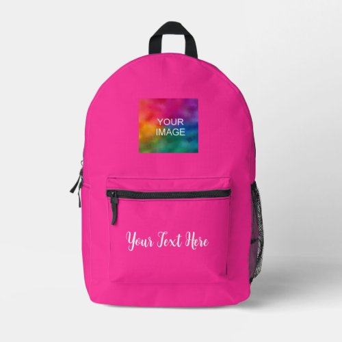 Calligraphy Script Name Text Pink Solid Color Cute Printed Backpack