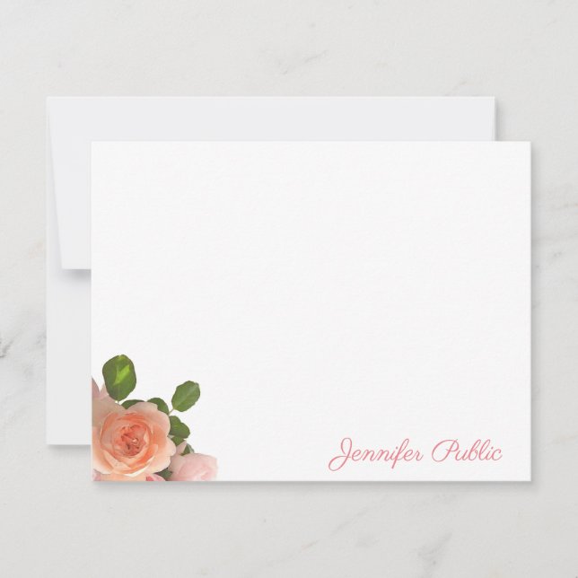 Calligraphy Script Name Watercolor Roses Template (Front)