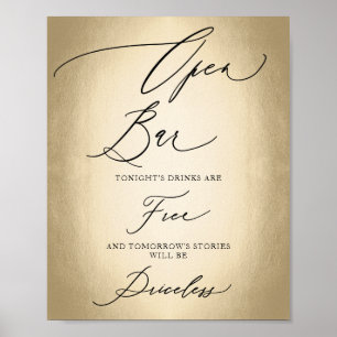 Calligraphy Script Open Bar Funny Wedding Sign