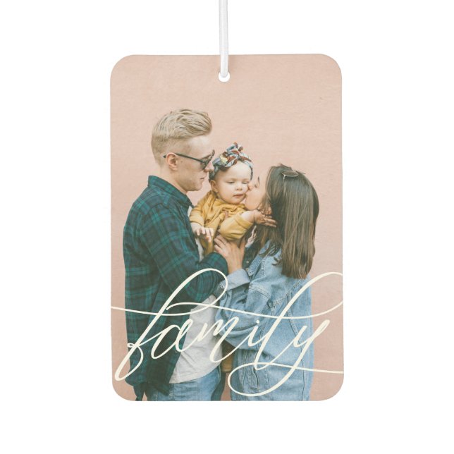 Calligraphy Script Overlay Family Photos Air Freshener (Front)