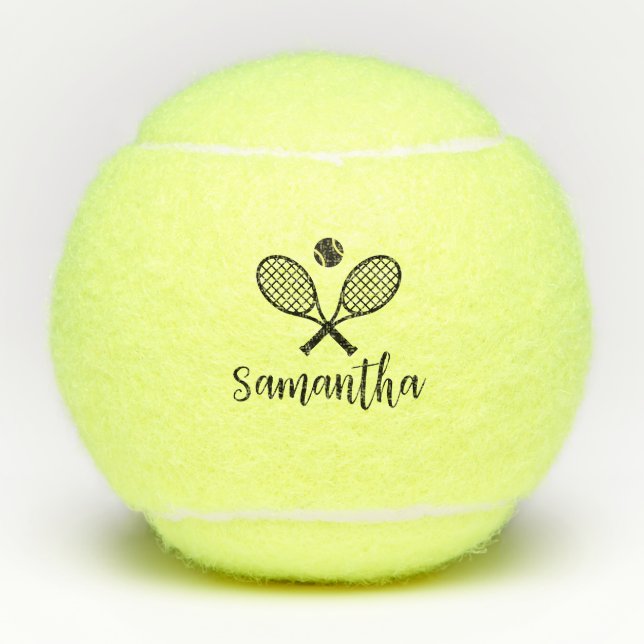 Calligraphy Script Personalized Elegant Tennis Balls (Front)
