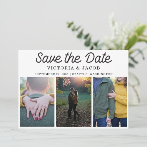 Calligraphy Script Photo Collage Save The Date