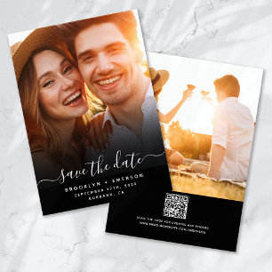 Calligraphy Script Photo QR Code Wedding Save The Date