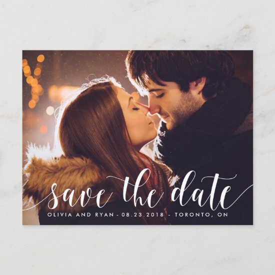 Calligraphy Script | Photo Save the Date Postcard