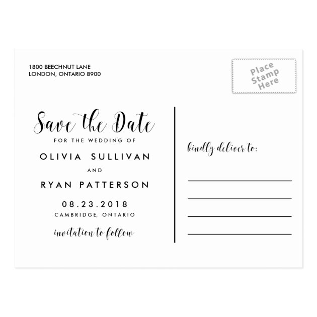 Calligraphy Script | Photo Save The Date Postcard