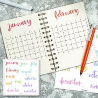 Calligraphy Script Rainbow Months of the Year