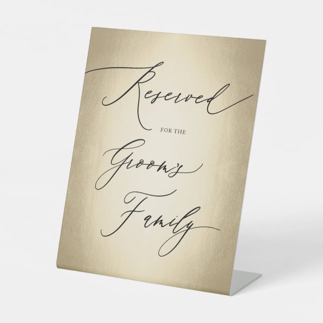 Calligraphy Script Reserved For Groom Wedding Pedestal Sign (Front)