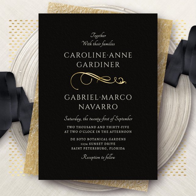 Calligraphy Script Romantic Wedding Foil Invitation (Creator Uploaded)