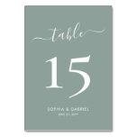 Calligraphy Script Sage Green Double Sided Wedding Table Number