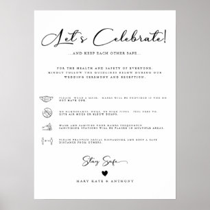 Calligraphy Script Sanitizing Station Wedding Poster