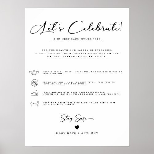 Calligraphy Script Sanitizing Station Wedding Poster