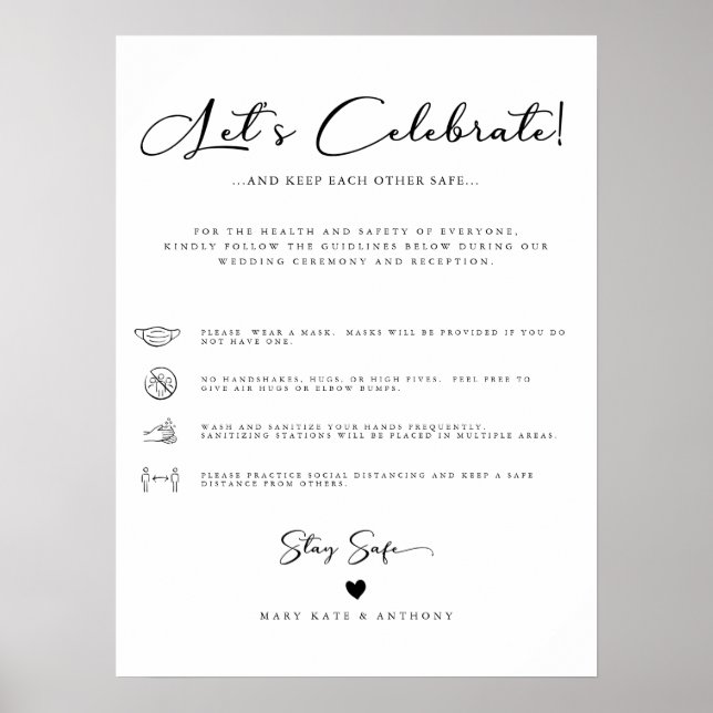 Calligraphy Script Sanitizing Station Wedding Poster (Front)