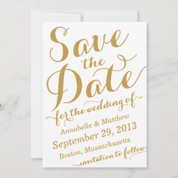 Calligraphy Script Save The Date Announcement by PeridotPaperie at Zazzle