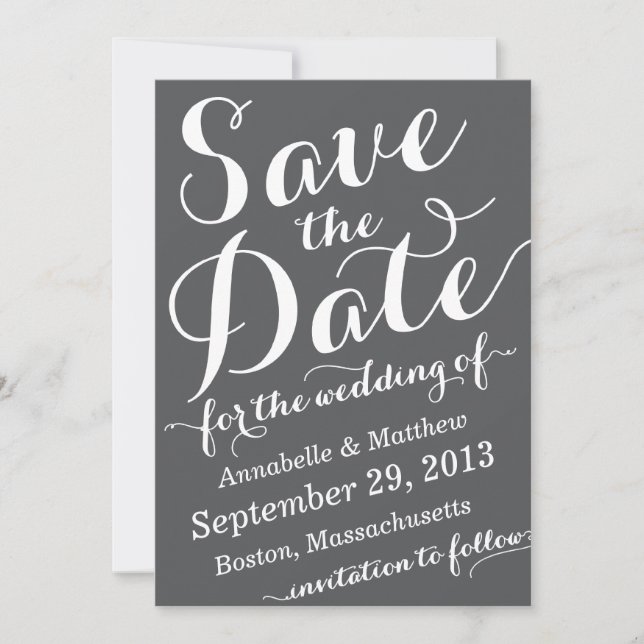 Calligraphy Script Save the Date Announcement (Front)