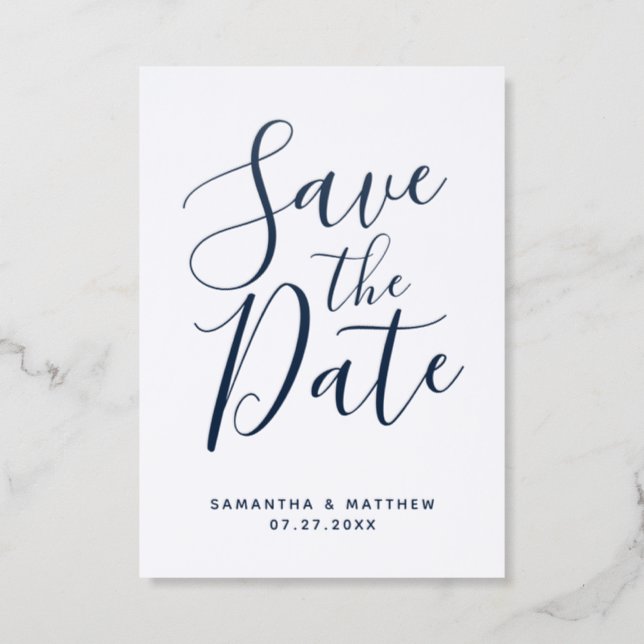 Calligraphy Script Save The Date Letterpress Card (Front)
