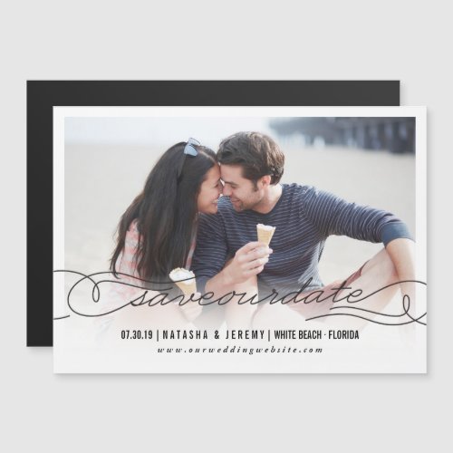 Calligraphy Script Save The Date Magnet Photo Card