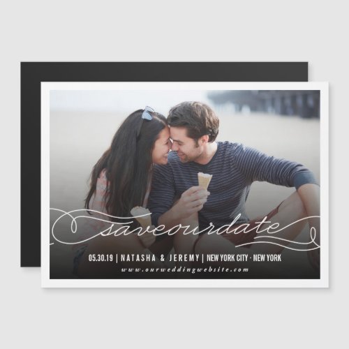 Calligraphy Script Save The Date Magnet Photo Card