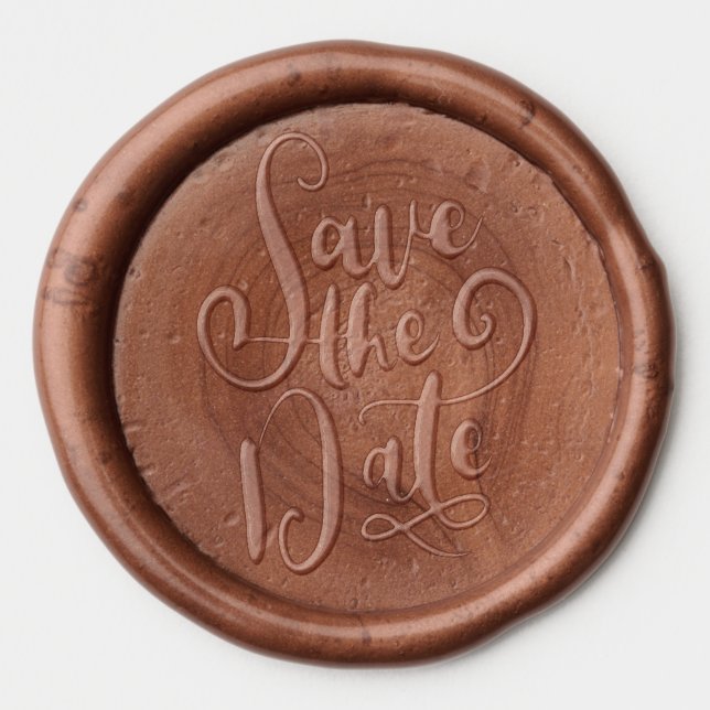 Calligraphy Script Save The Date Wedding Wax Seal Sticker (Front)