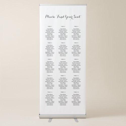 Calligraphy Script Seating Chart Retractable Banner