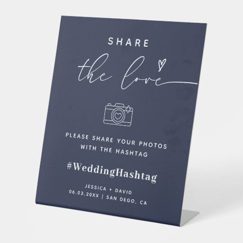 Calligraphy Script Share The Love Wedding Hashtag Pedestal Sign