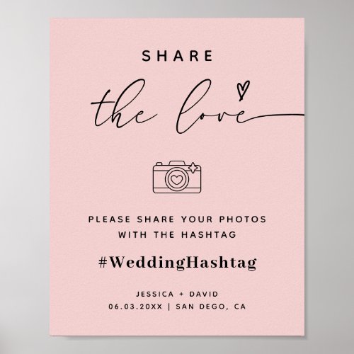 Calligraphy Script Share The Love Wedding Hashtag  Poster