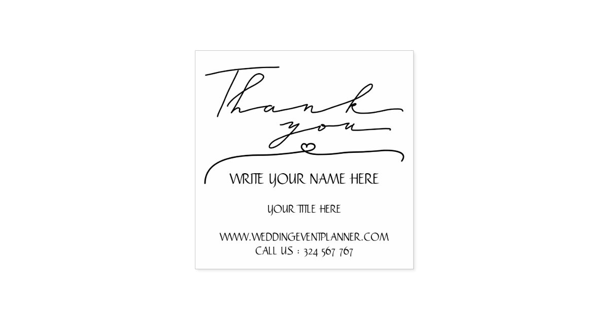 Calligraphy Script Simple Business Thank you Rubber Stamp | Zazzle