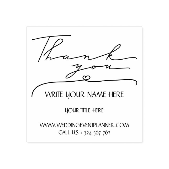Calligraphy Script Simple Business Thank you Rubber Stamp (Imprint)