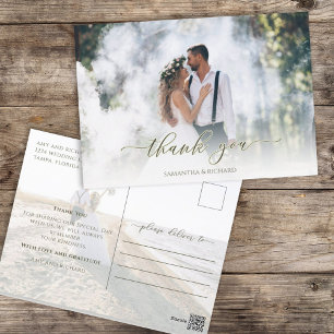 Calligraphy Script Simple Elegant Two Photo Modern Postcard