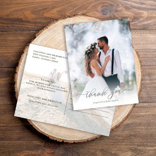 Calligraphy Script Simple Elegant Two Photo Modern Postcard