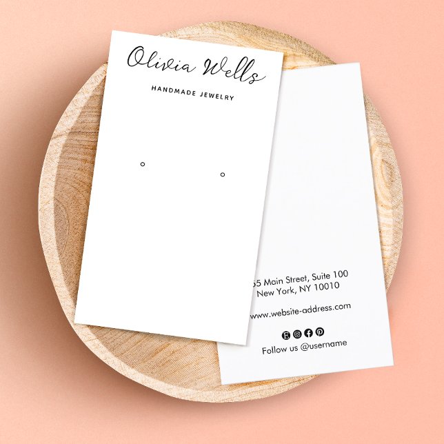 Calligraphy Script Simple White Earring  Business  Card (Creator Uploaded)