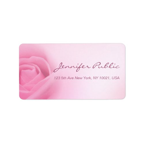 Calligraphy Script Template Modern Pink Rose Chic Label