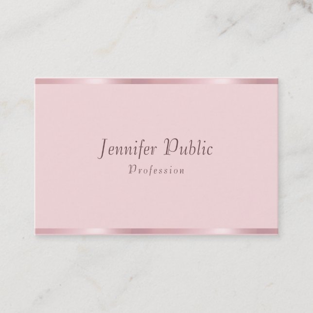 Calligraphy Script Template Rose Gold Elegant Business Card (Front)