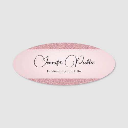 Calligraphy Script Template Rose Gold Glitter Look Name Tag